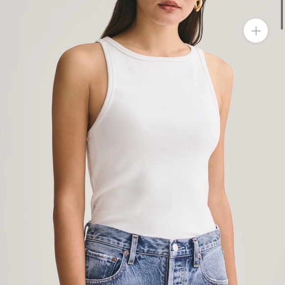 AGOLDE Rib High Neck Tank in White - Picture 2 of 9
